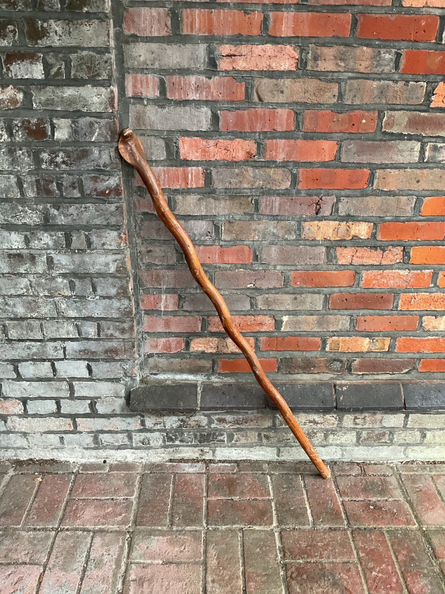 065 Vintage carved wooden cobra head walking staff