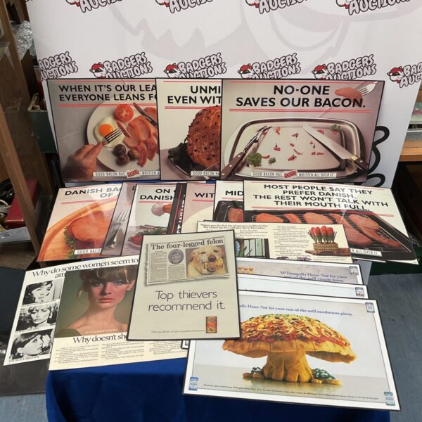 Vintage Danish Bacon and McDougalls Flour advertising posters collection.