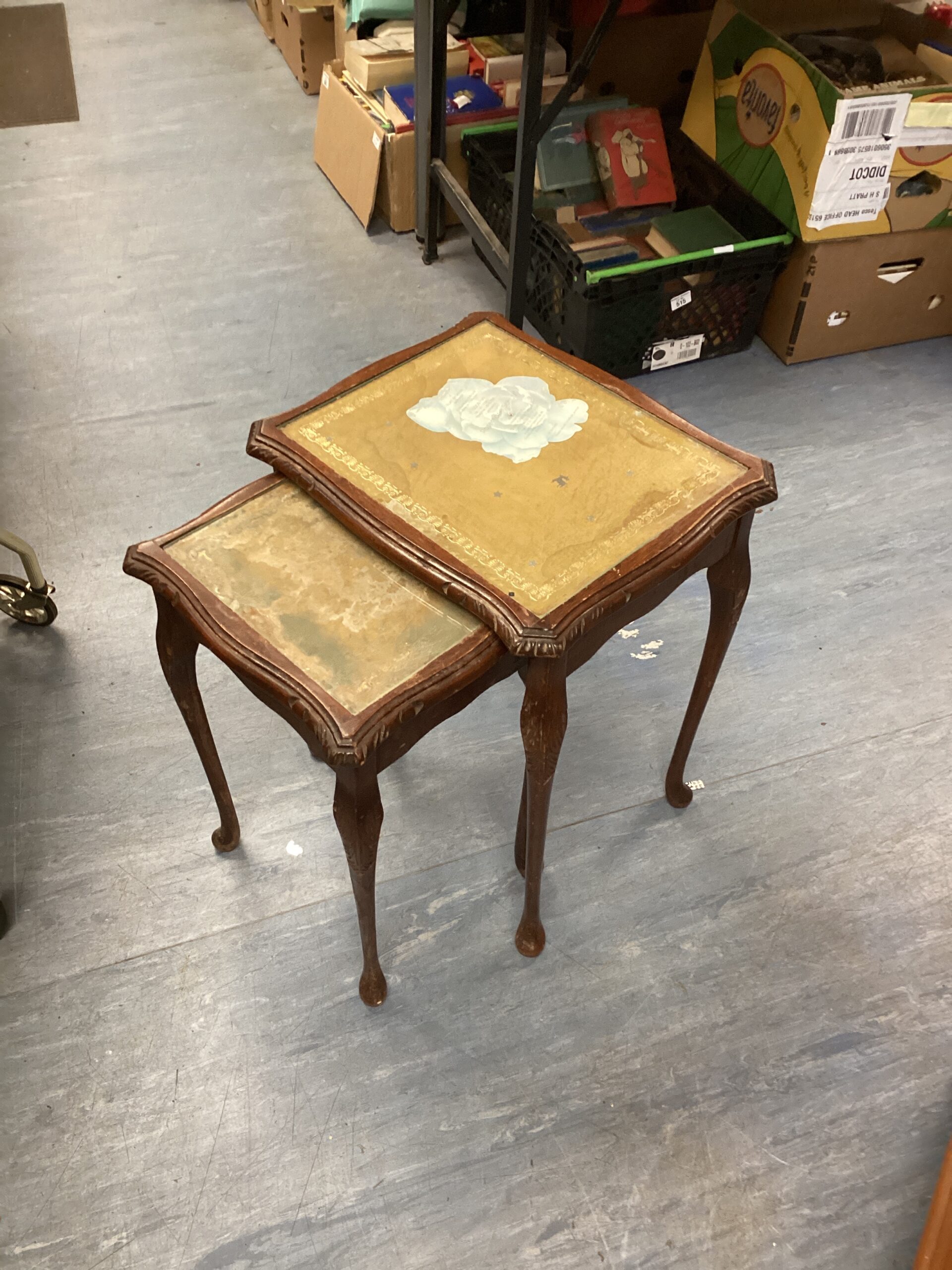 1001 Glass topped nest of tables