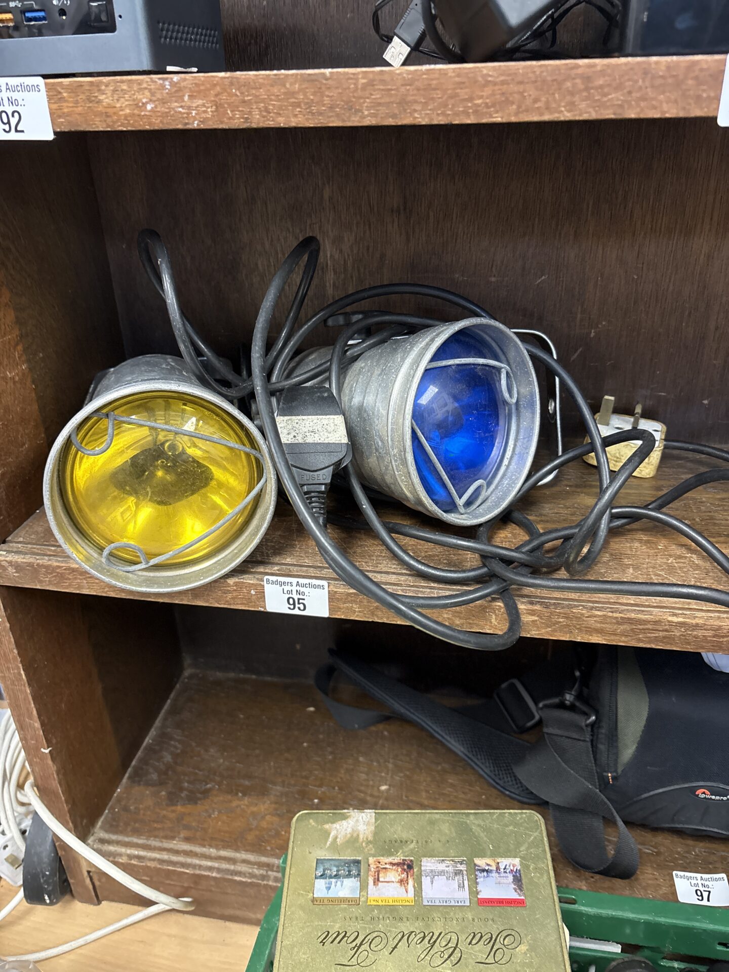 095 Two vintage industrial spotlights