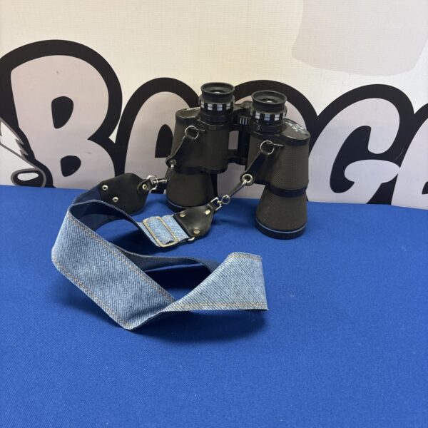 Vintage Miranda 10x50 binoculars with carrying strap.