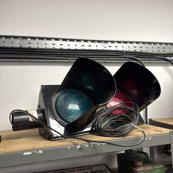 Vintage red and green stop go lamp for industrial or automotive use.