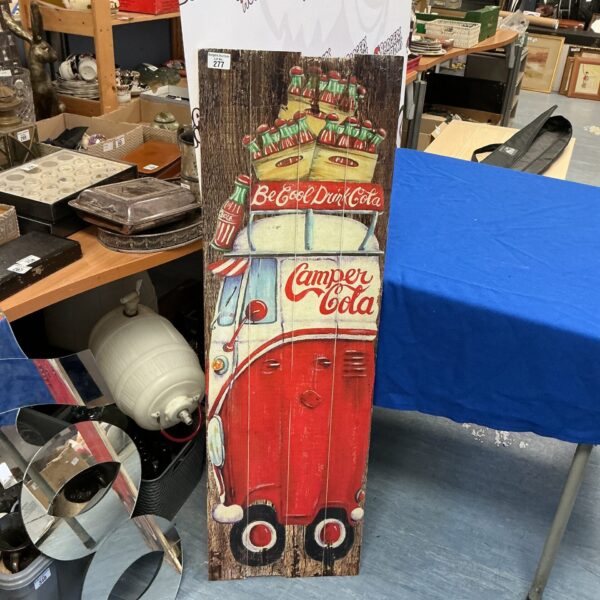 Vintage wooden camper wall plaque for retro Americana decor.