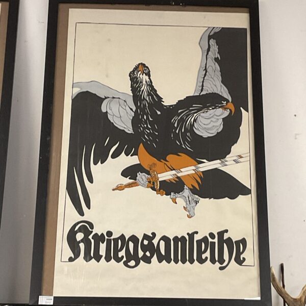 Original World War I German eagle poster depicting military strength.