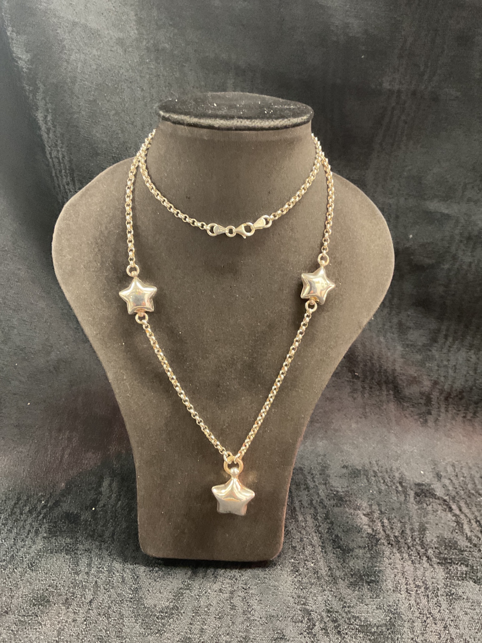 874 925 silver three star 28” Necklace 26.4g