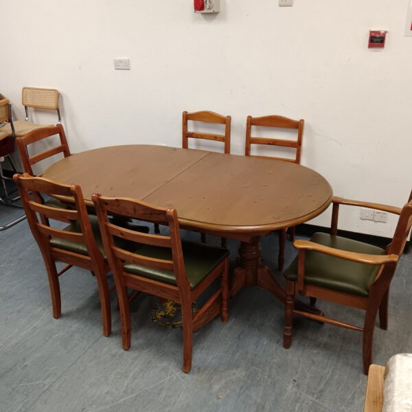 Ducal extending dining room table with six chairs inc carvers