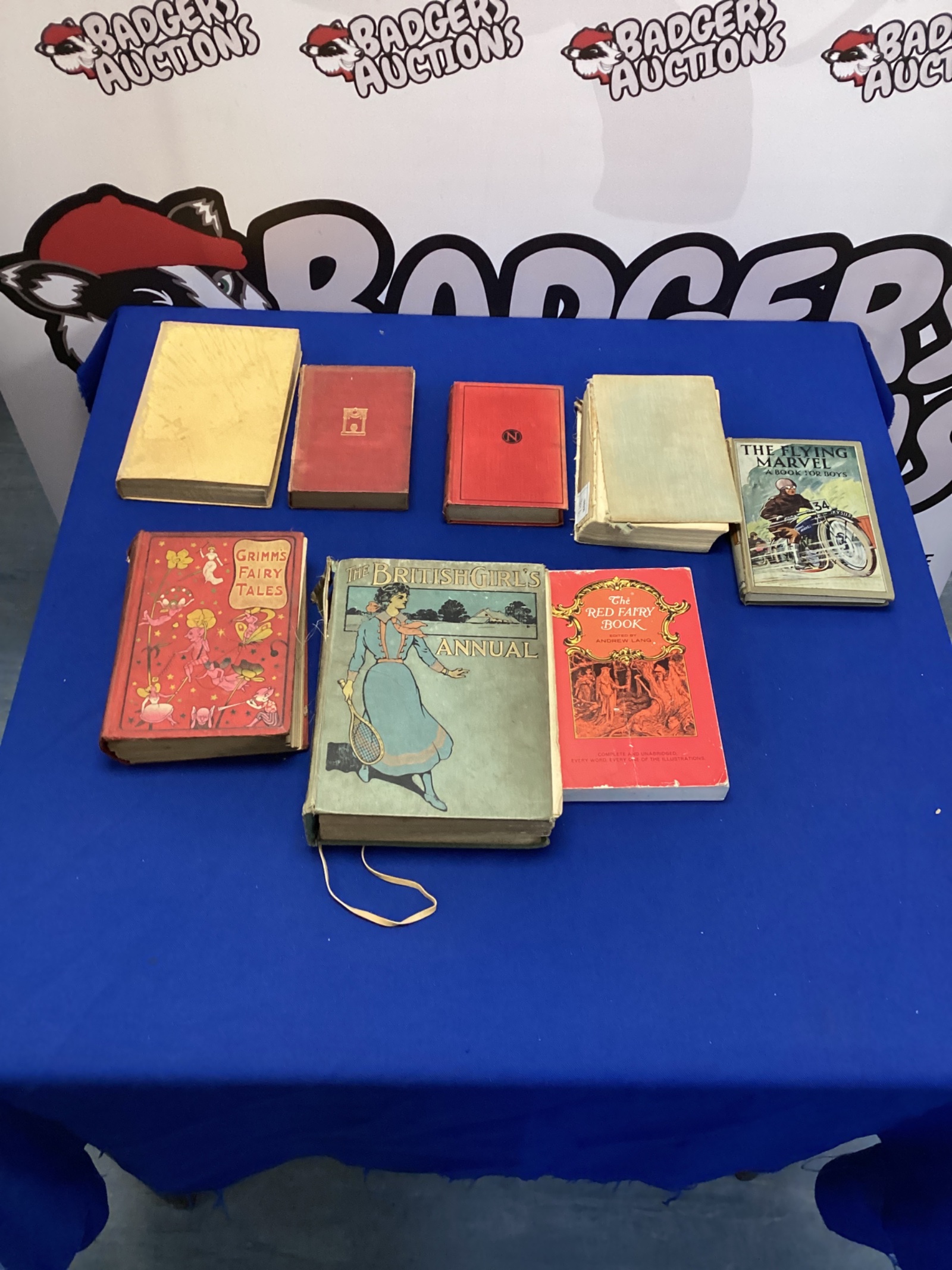 491 A collection of Antique box, including the British girls annual and the flying Marvel