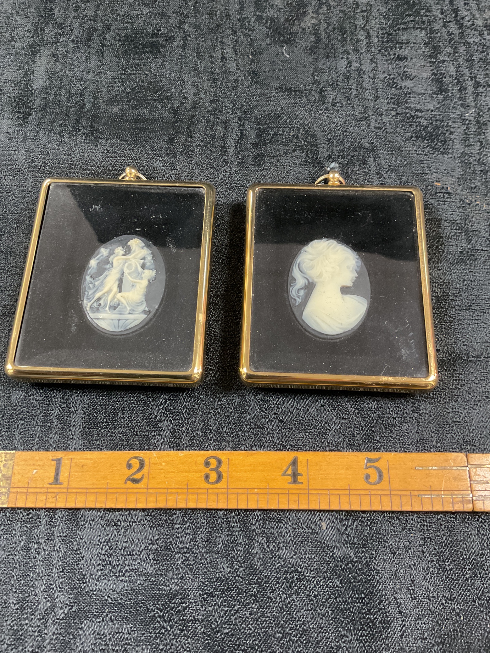 858 Pair of antique framed classical cameo pictures