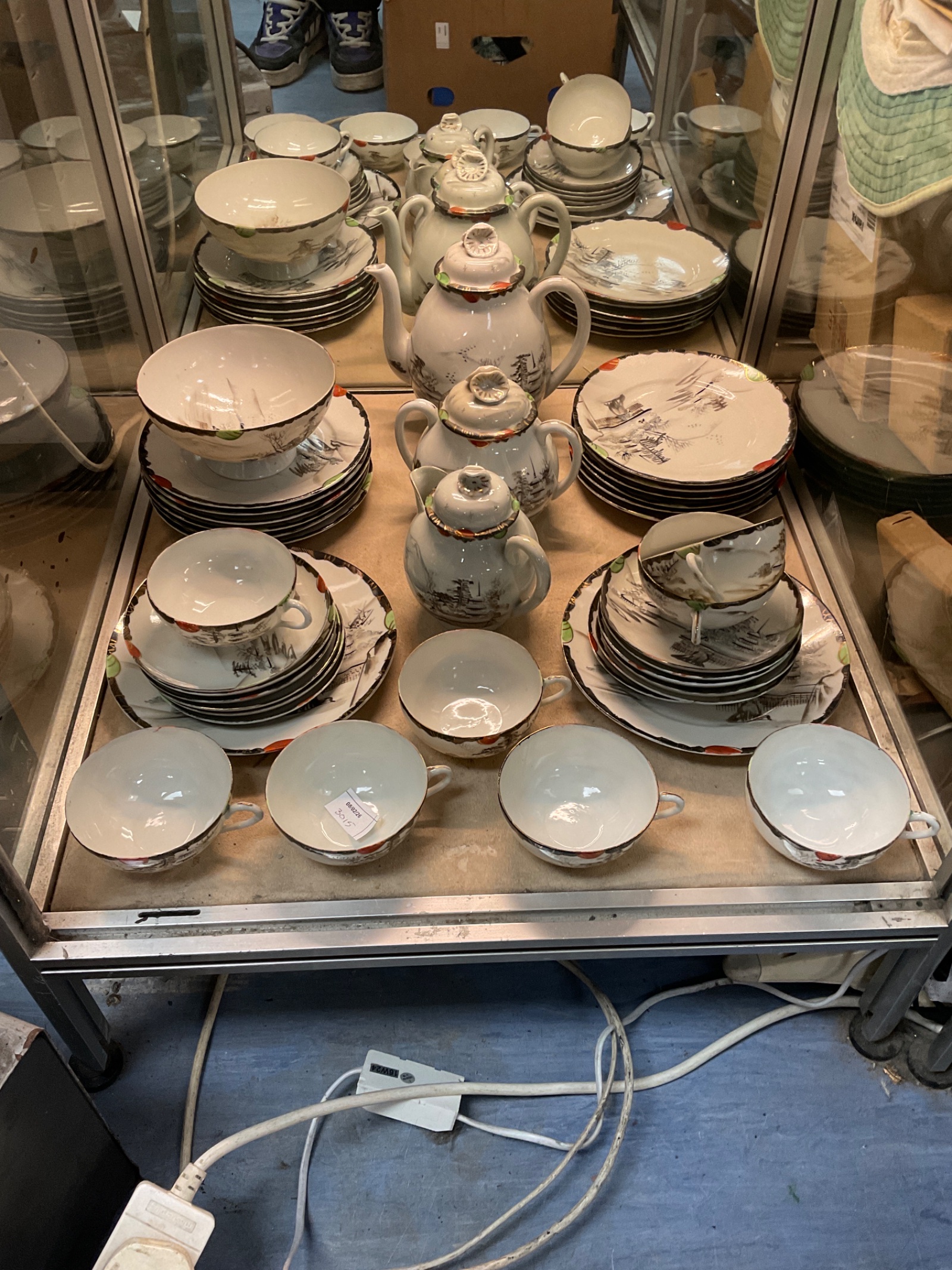 1023 Antique grey Japanese fine porcelain tea set