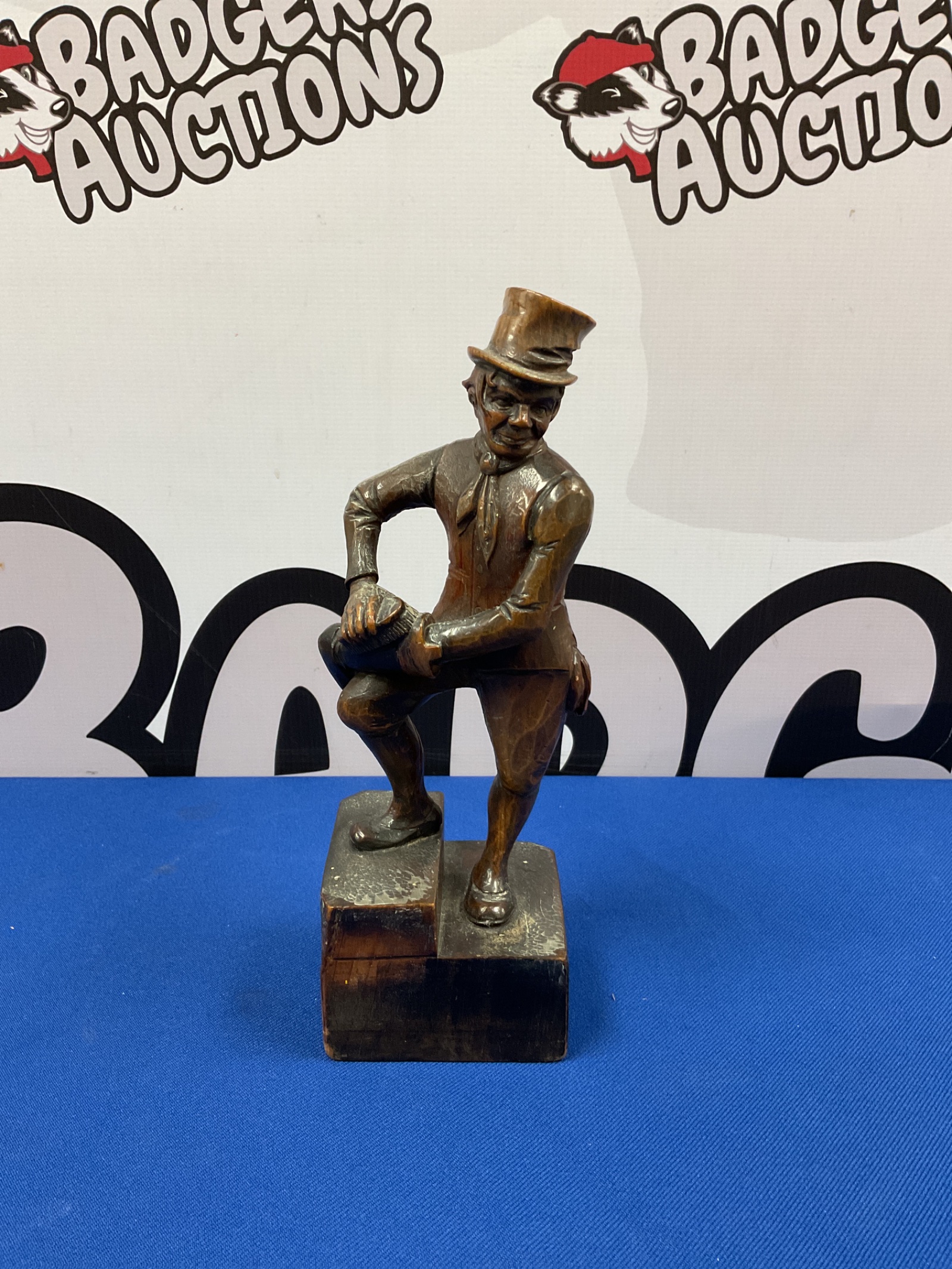 007 Antique hand carved wooden 9” john bull figure