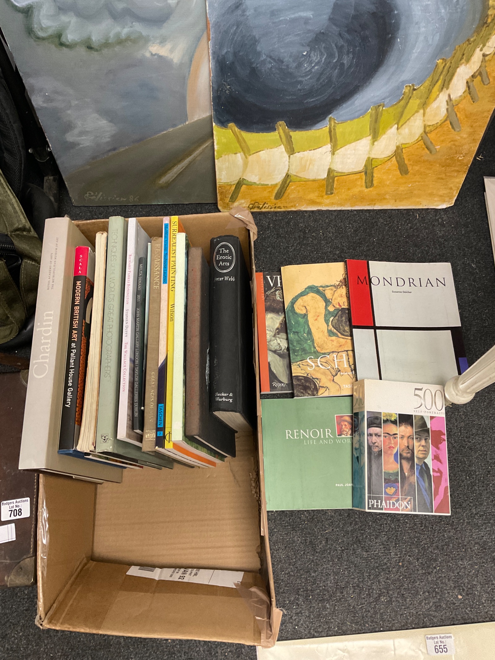 657 box of art books inc velasquez, mondrian, renoir & erotic arts