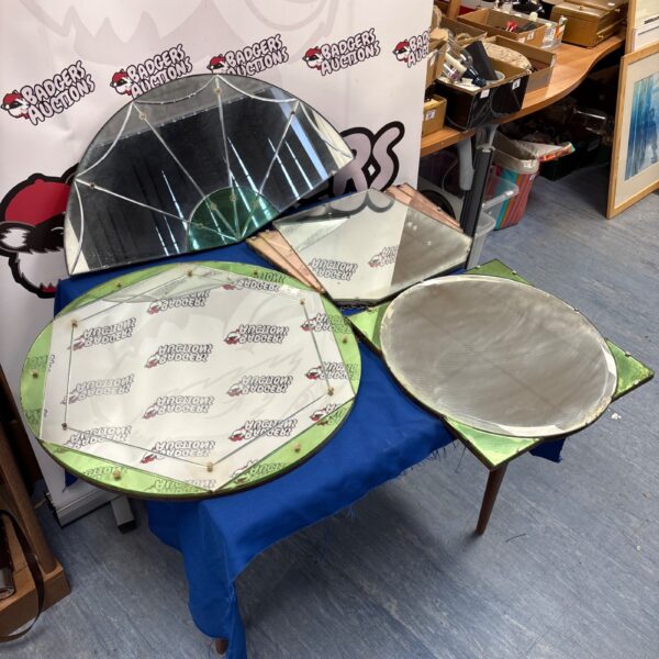 Set of four art deco coloured glass mirrors