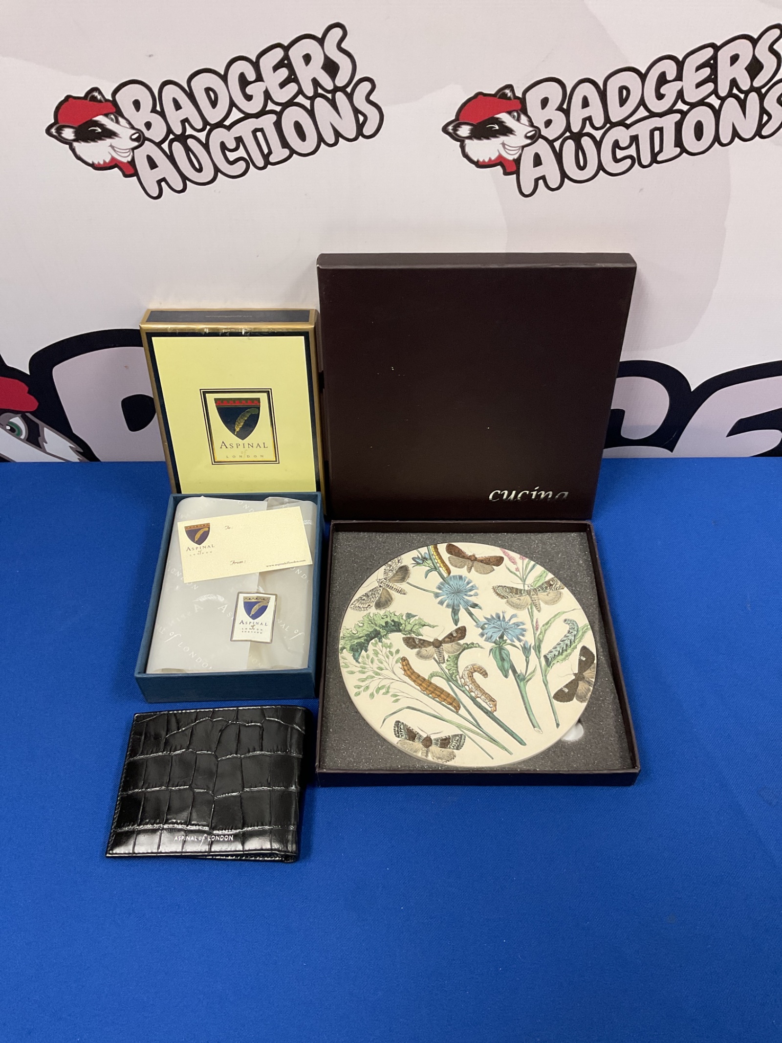 026 Aspinal of london leather wallet & cucina butterfly trivet