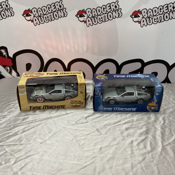 Welly diecast Back to the Future DeLorean Time Machine model.