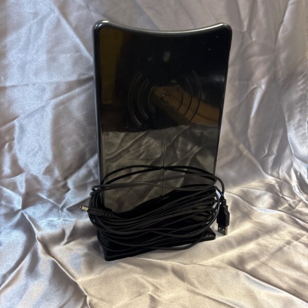 Black flat indoor TV aerial for digital television reception.