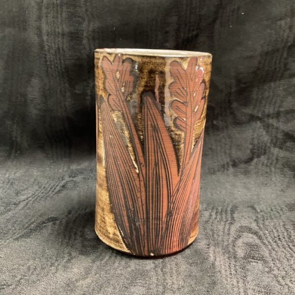 Vintage Briglin studio pottery vase with brown glaze.
