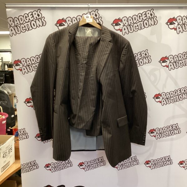 Brown pin stripe suit size 52 for sale.