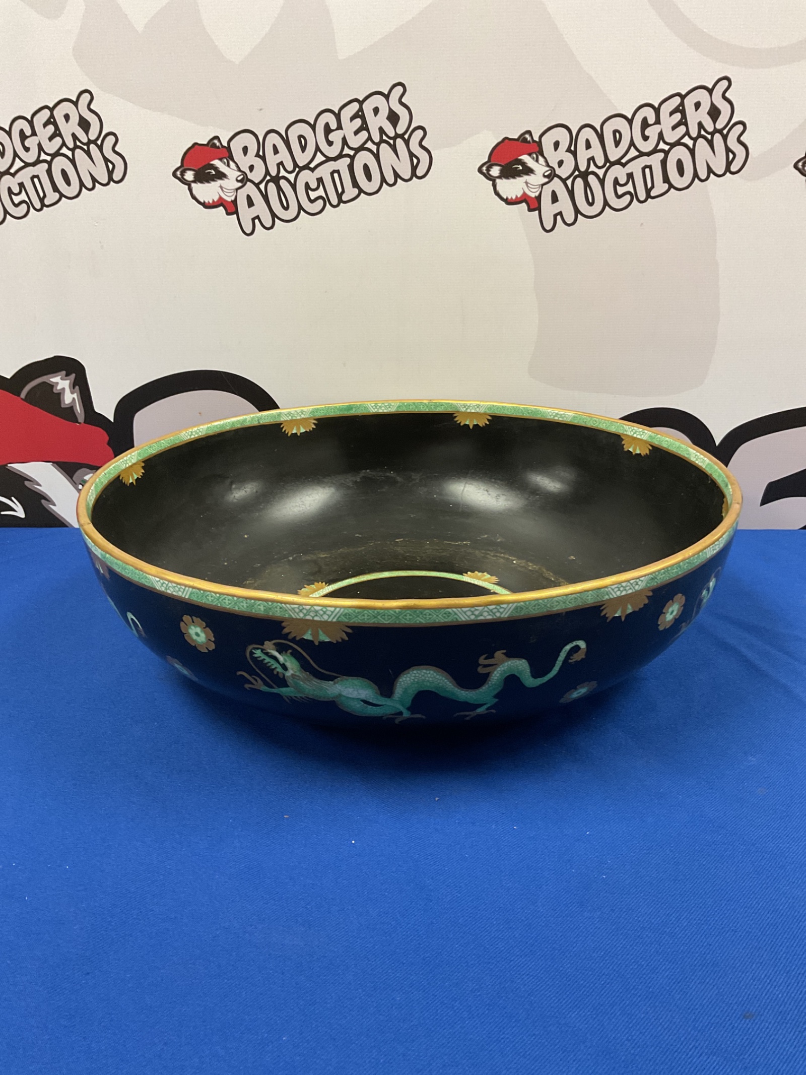 030 Large cetem ware chinese dragon bowl 38cm diameter