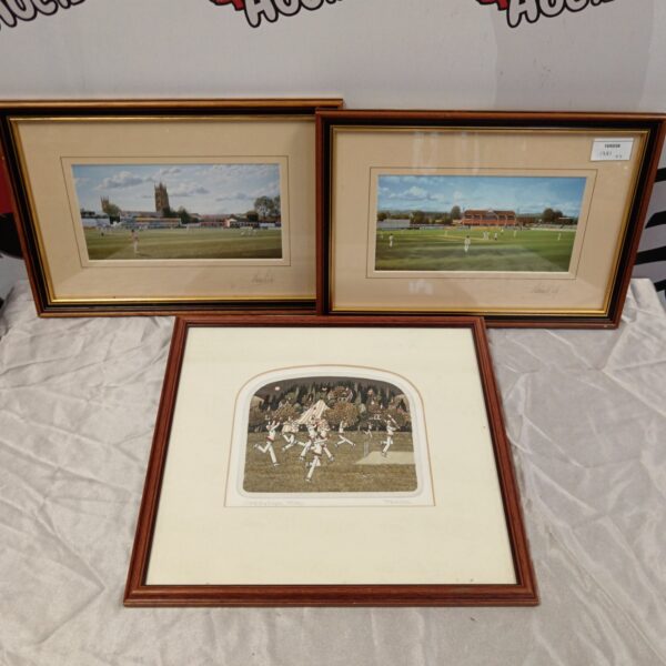 Vintage cricket print by Maurice Bishop, depicting a match scene.