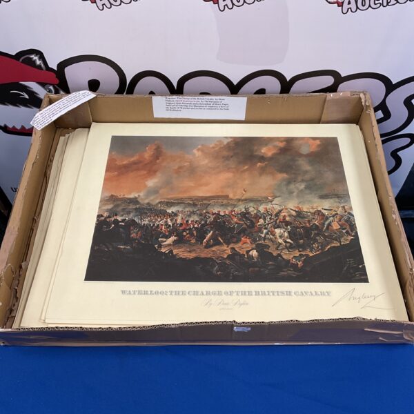 Vintage Denis Dighton print of the British cavalry charge at Waterloo.