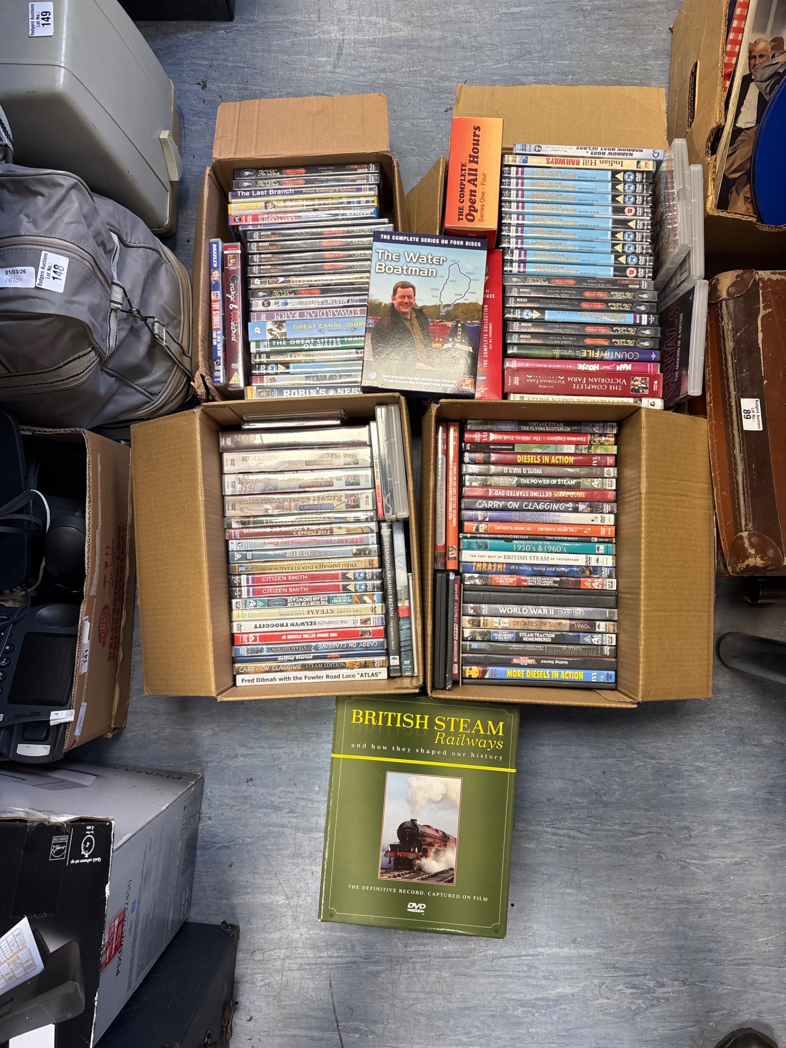 136 Large job lot of mixed DVDs inc sealed, boxsets and train/ railway related