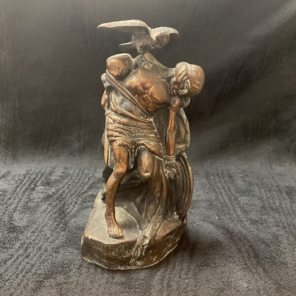 Front view of the Dying Cu Chulainn statue replica in bronze.