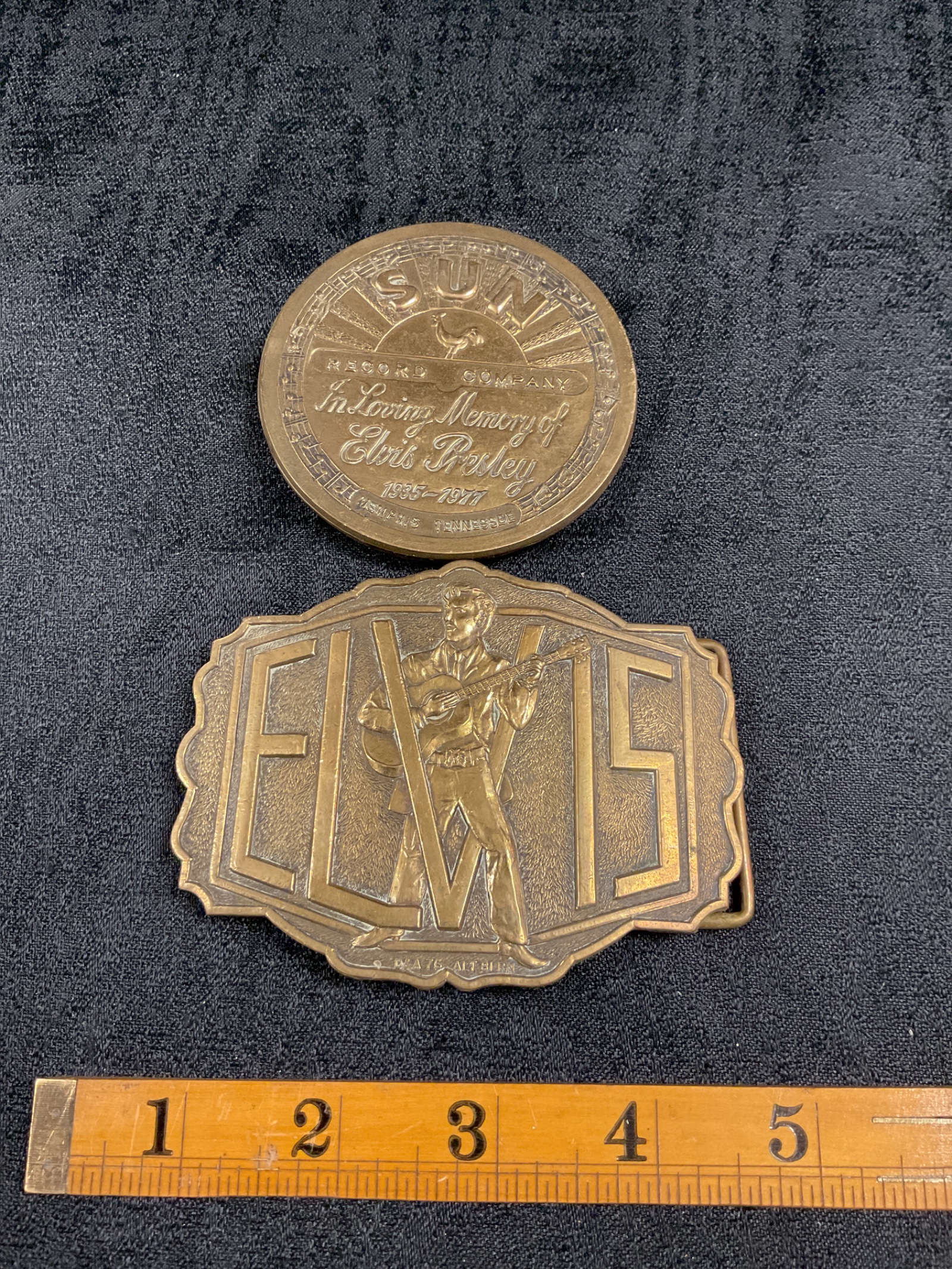 901 Two brass Elvis Belt buckles