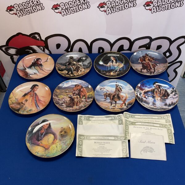 Franklin Mint Native American plates collection, detailed porcelain artwork.