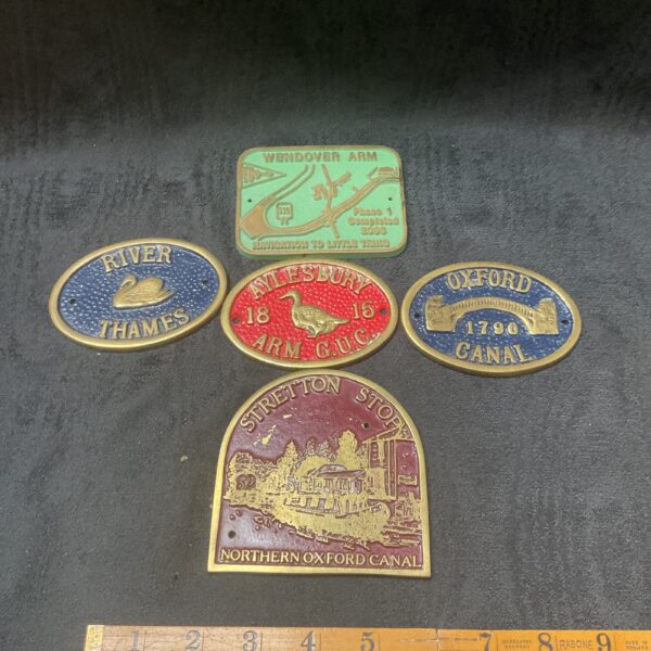 Group of vintage Grand Union Canal enamelled plaques.