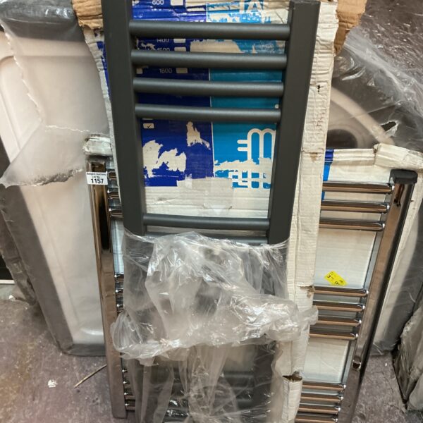 Grey ladder radiator by Trade Taps, 1000x300mm, for bathroom heating.