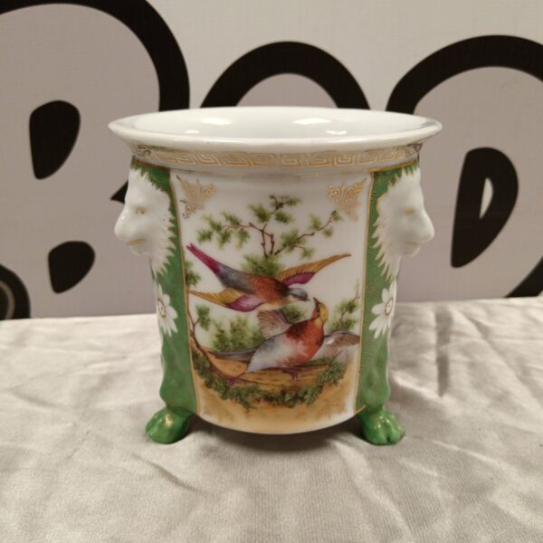 Antique Herend Rothschild bird cache pot with bird detail.