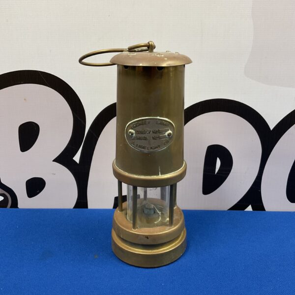 Antique Hockley miners lamp, Victorian era, industrial lighting.
