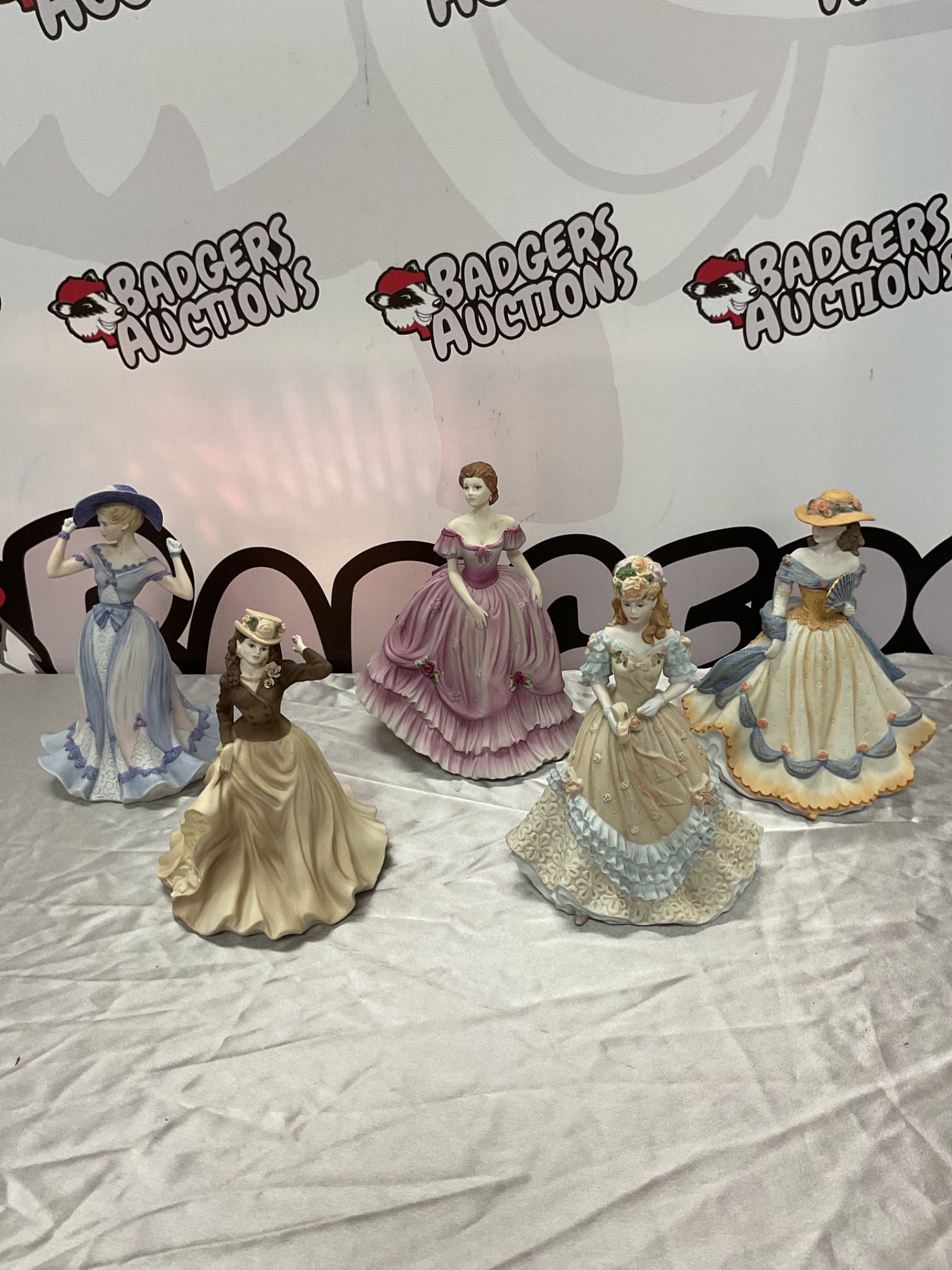 1012 Five coalport porcelain elegant classical lady figures