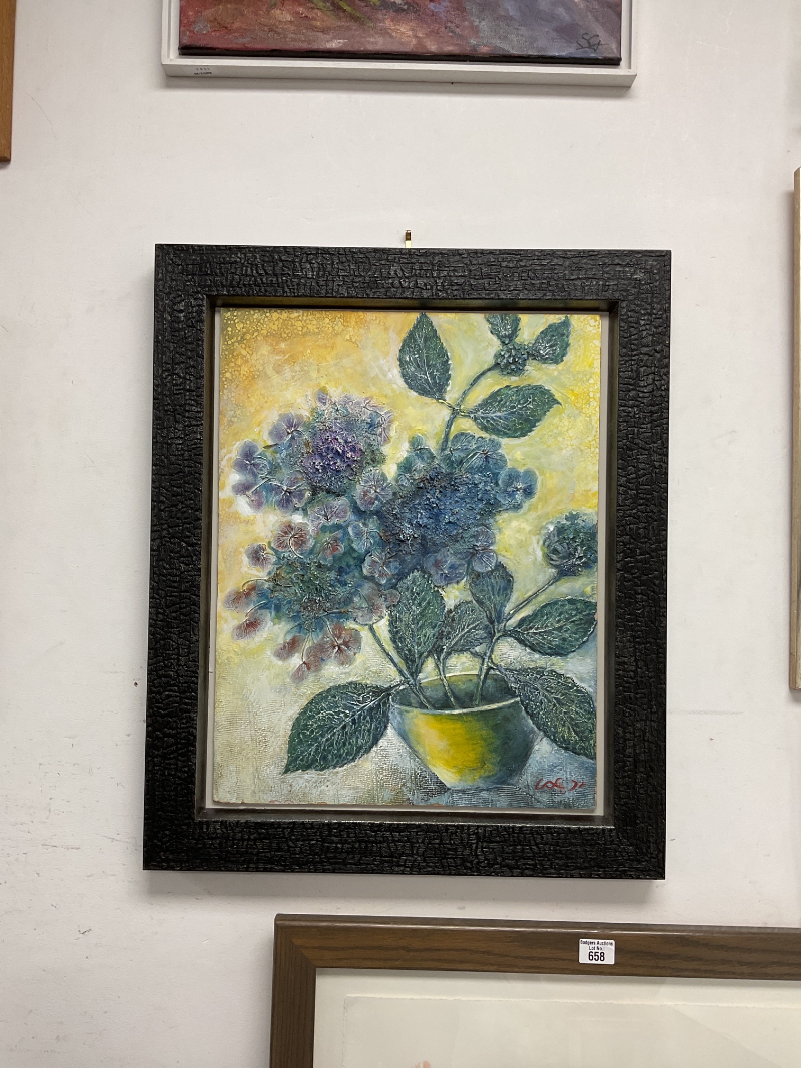 813 c.o.c signed still life impasto oil of pot plant