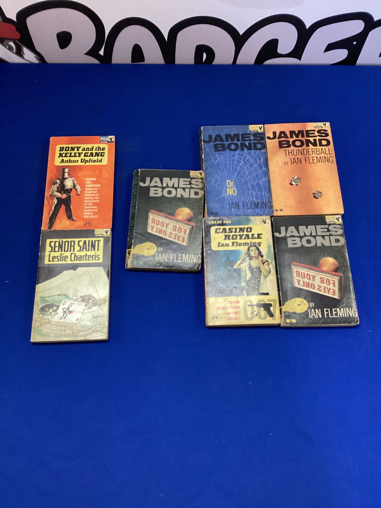 503 Five ian flemming james bond paperback books inc Dr. No with 2 other paperback books