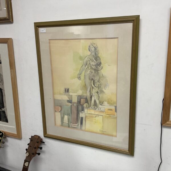 Janet Boulton watercolour still life painting of mother and child statue.