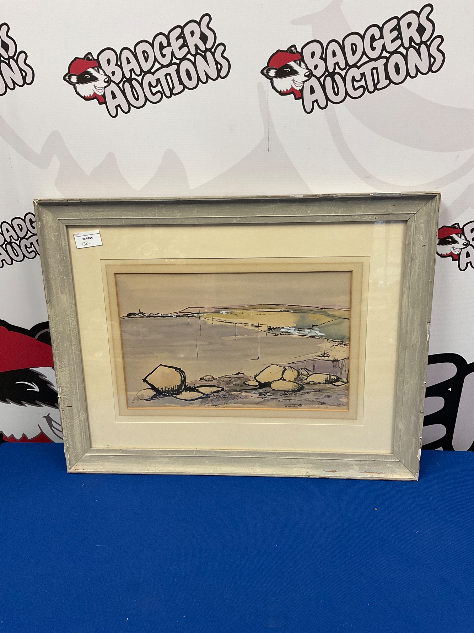 729 Macdonald signed 1963 dated watercolour of an estuary with town on horizon
