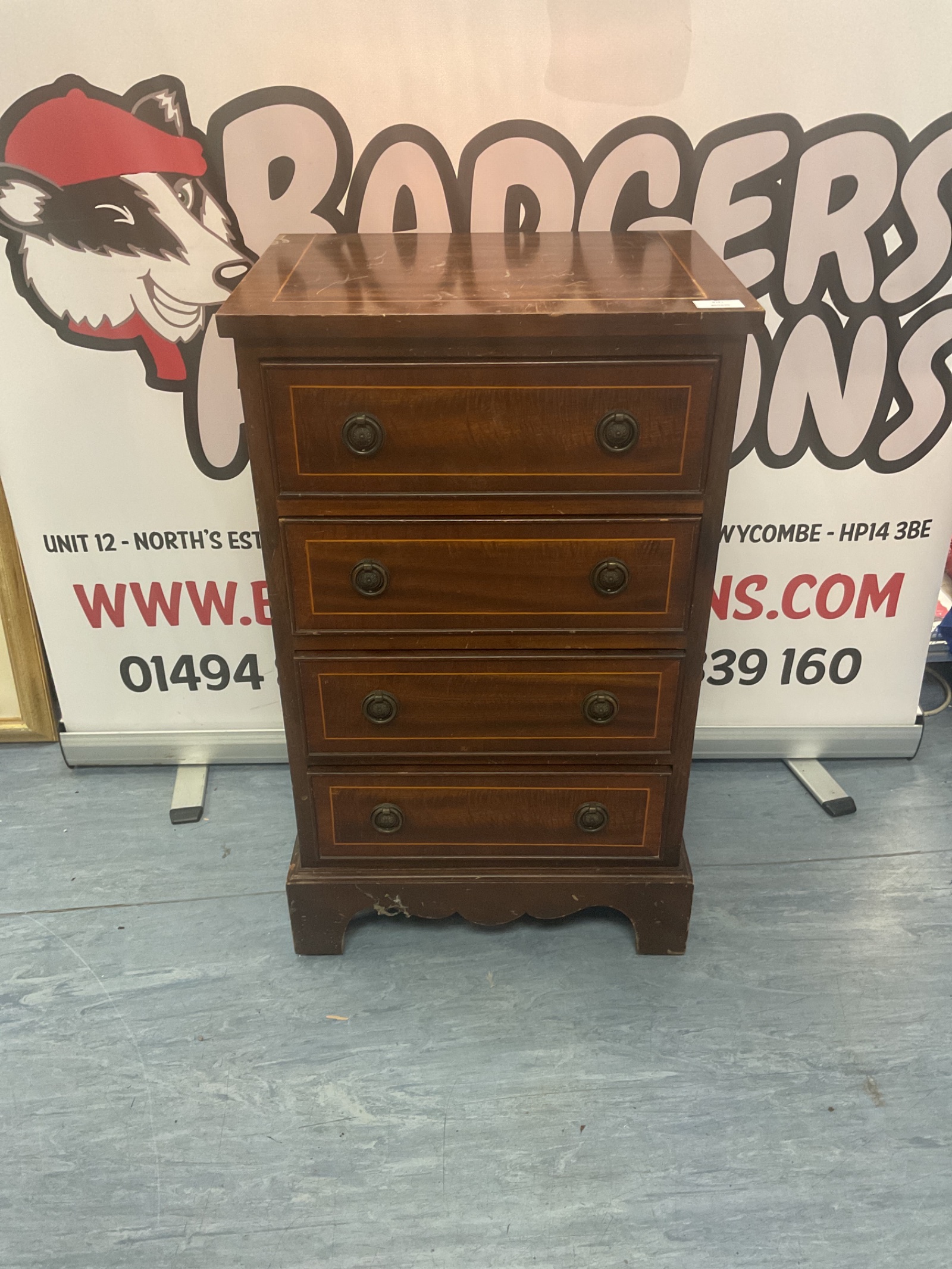 440 Mahogany Chest of 4 drawers 29×17.5×13”