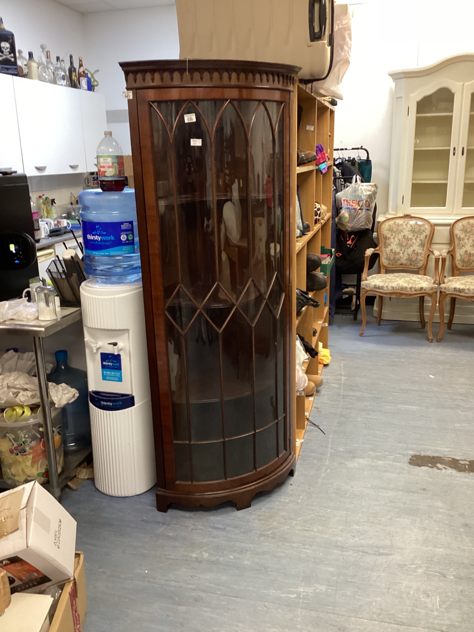 508 Large mahogany corner glass fronted display cabinet