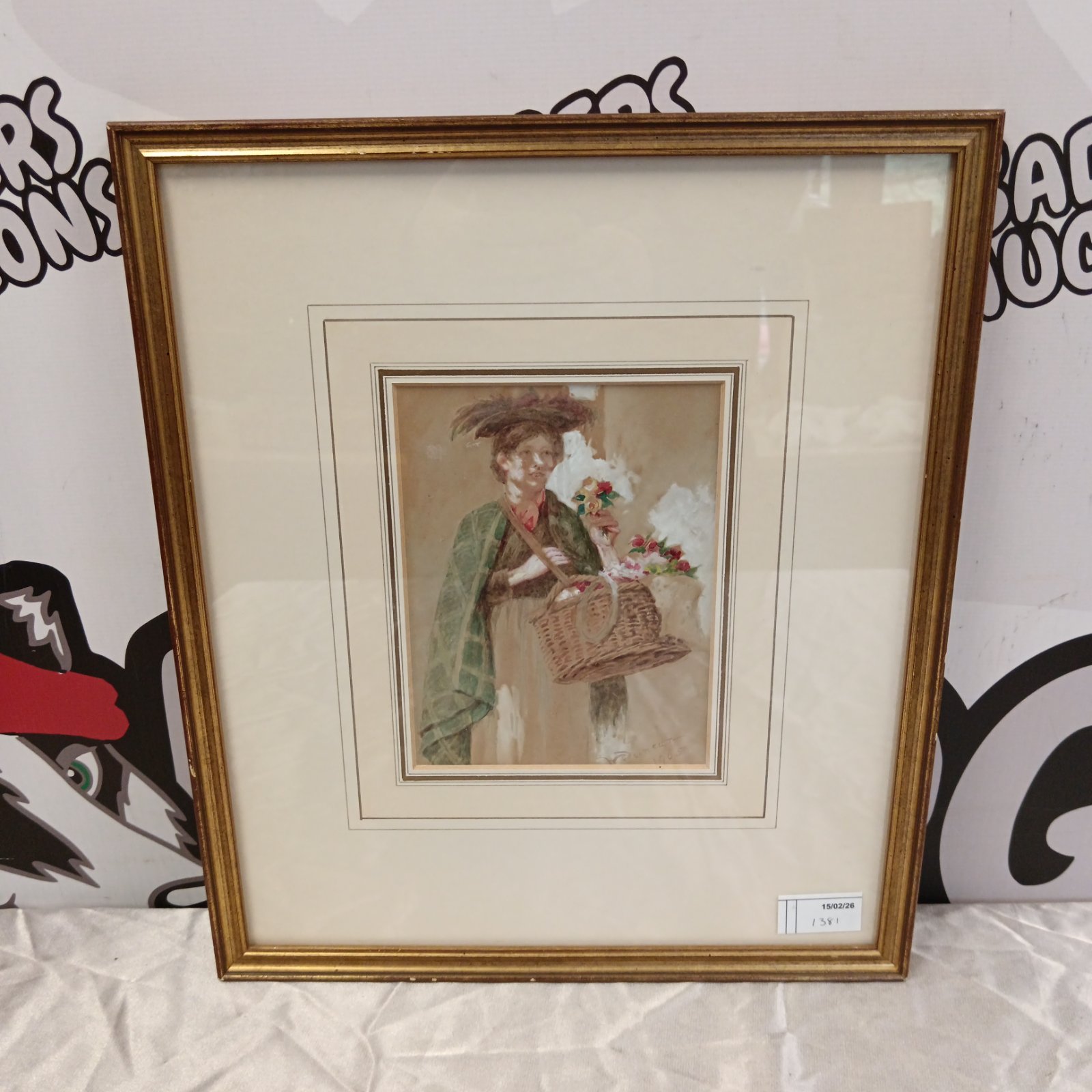 746 margaret melville 19th century watercolour of a london flower seller