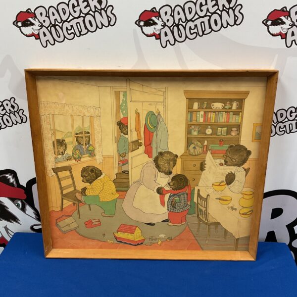 Vintage Margaret Ross "Going to School" lithograph print for nursery decor.