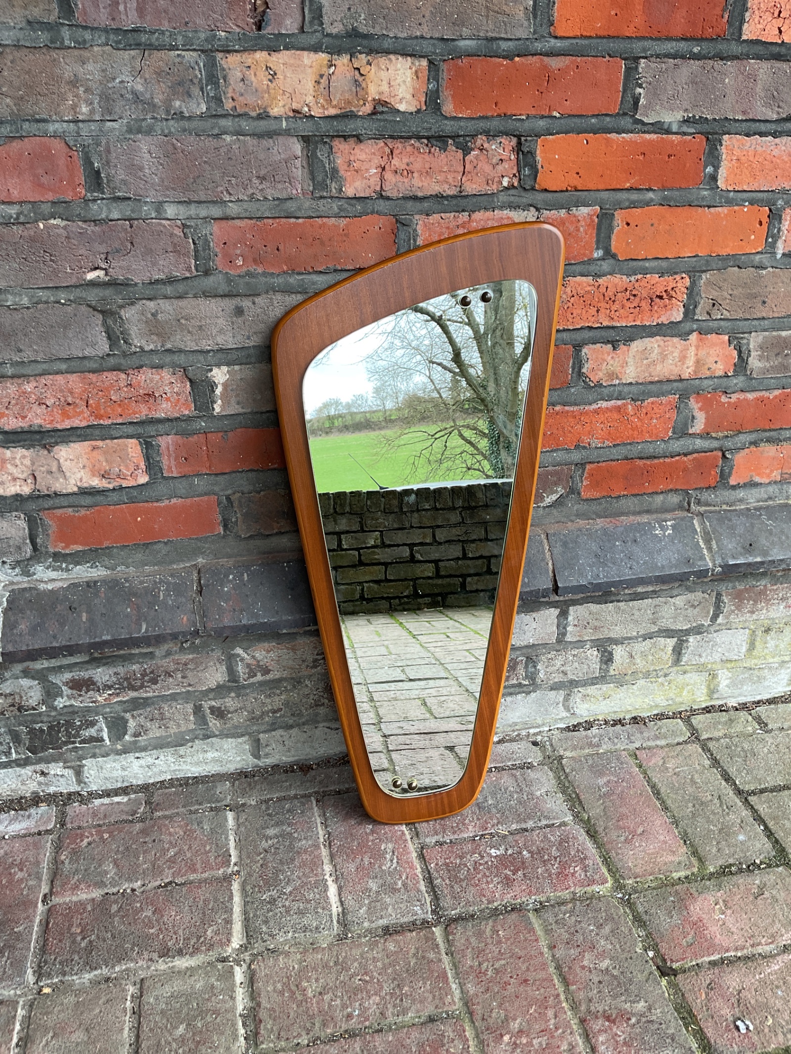 836 Teak mid century wall mirror