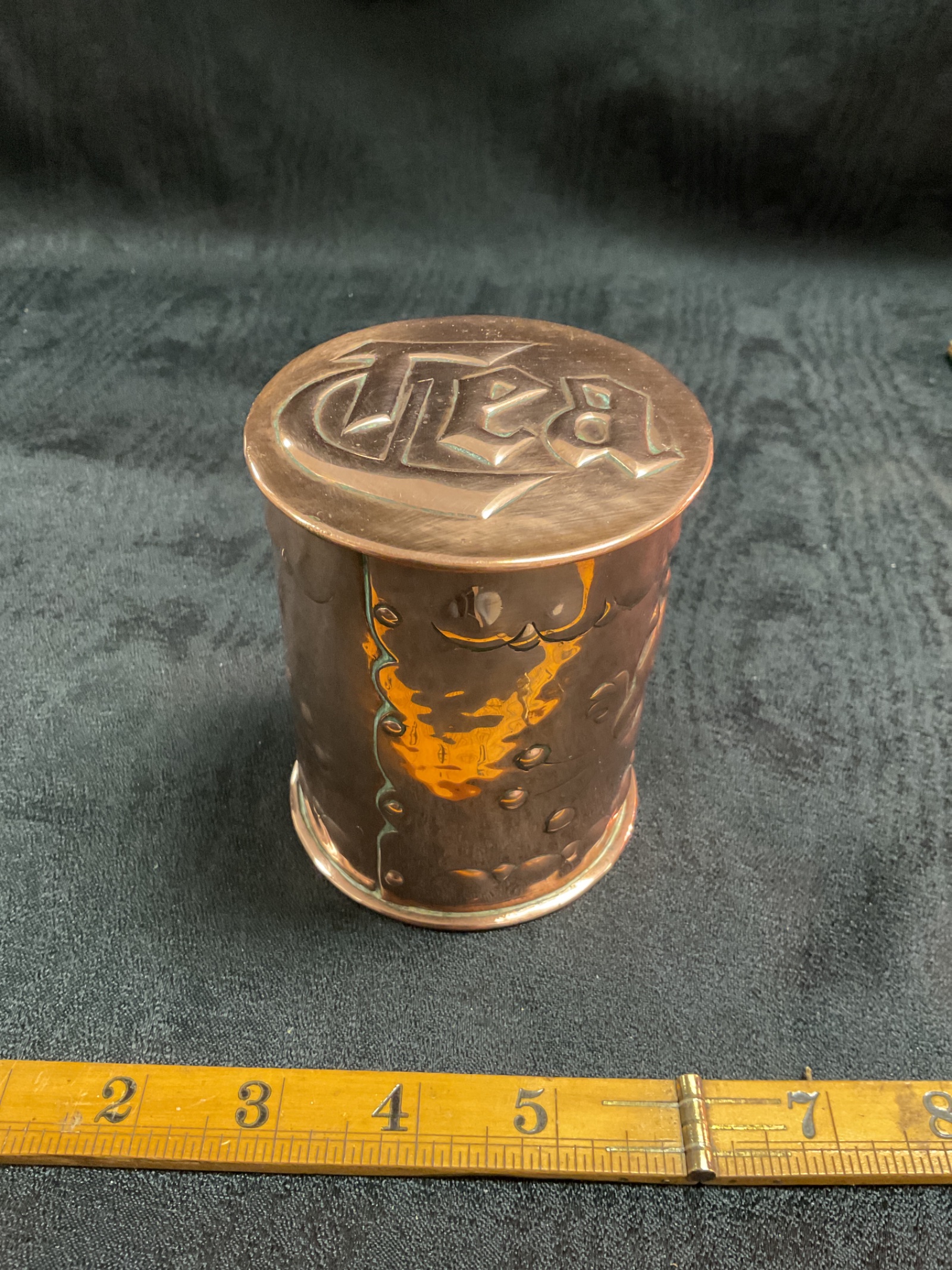 840 antique newlyn copper teacaddy
