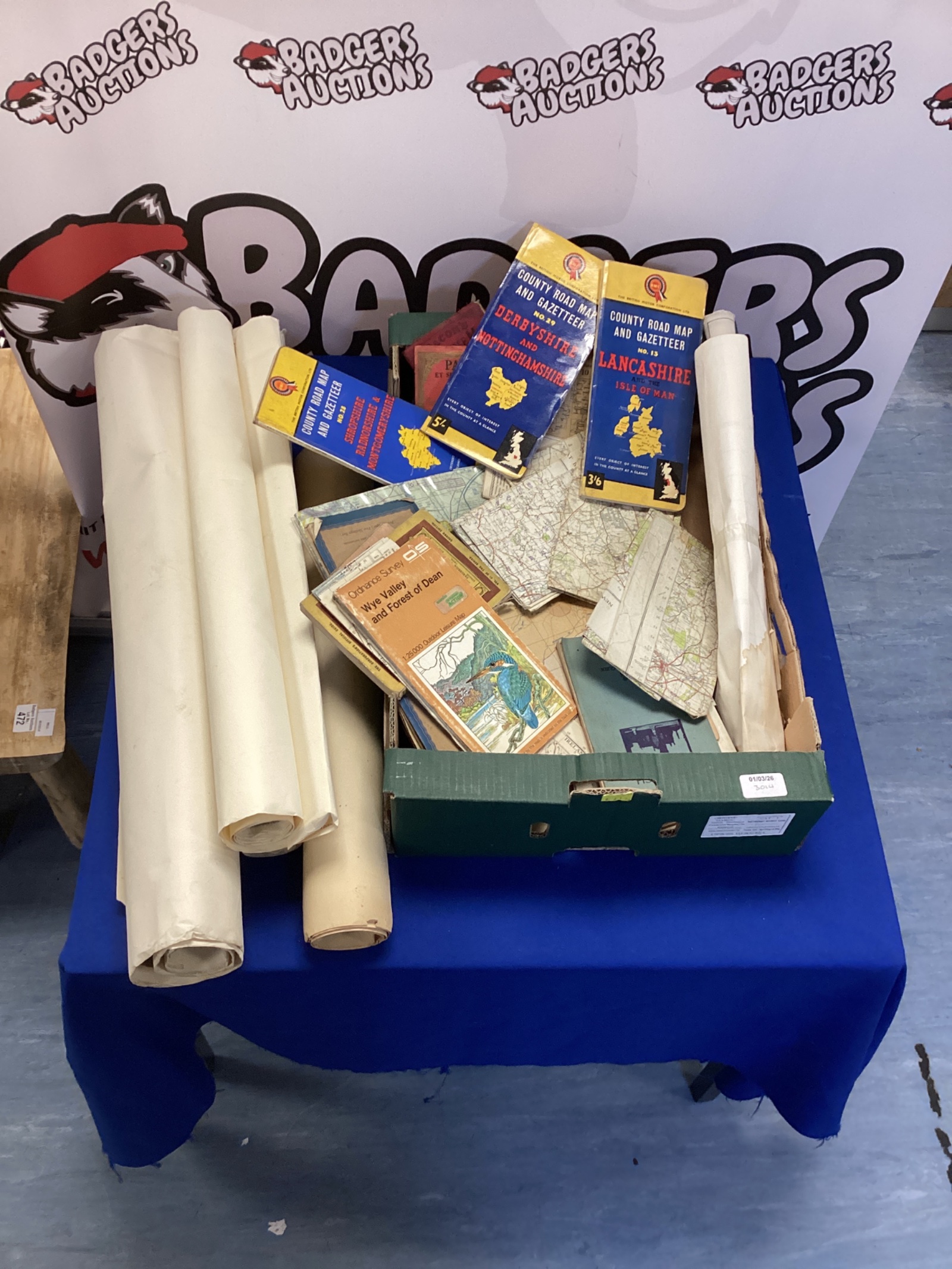 440 Box of ordinance survey maps including Shropshire, Lancaster and Derbyshire with military maps