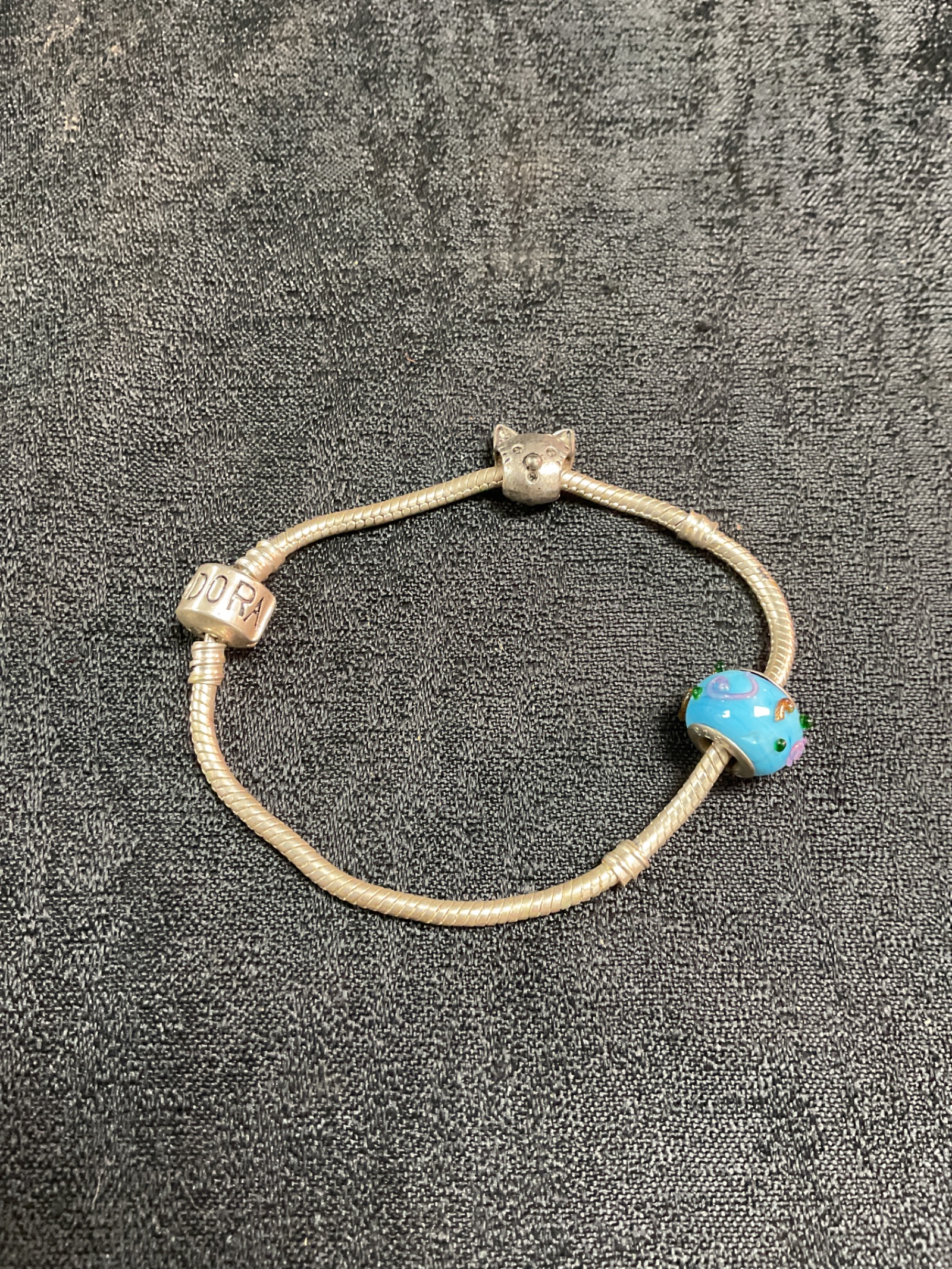 783 Pandora silver bracelet with two charms
