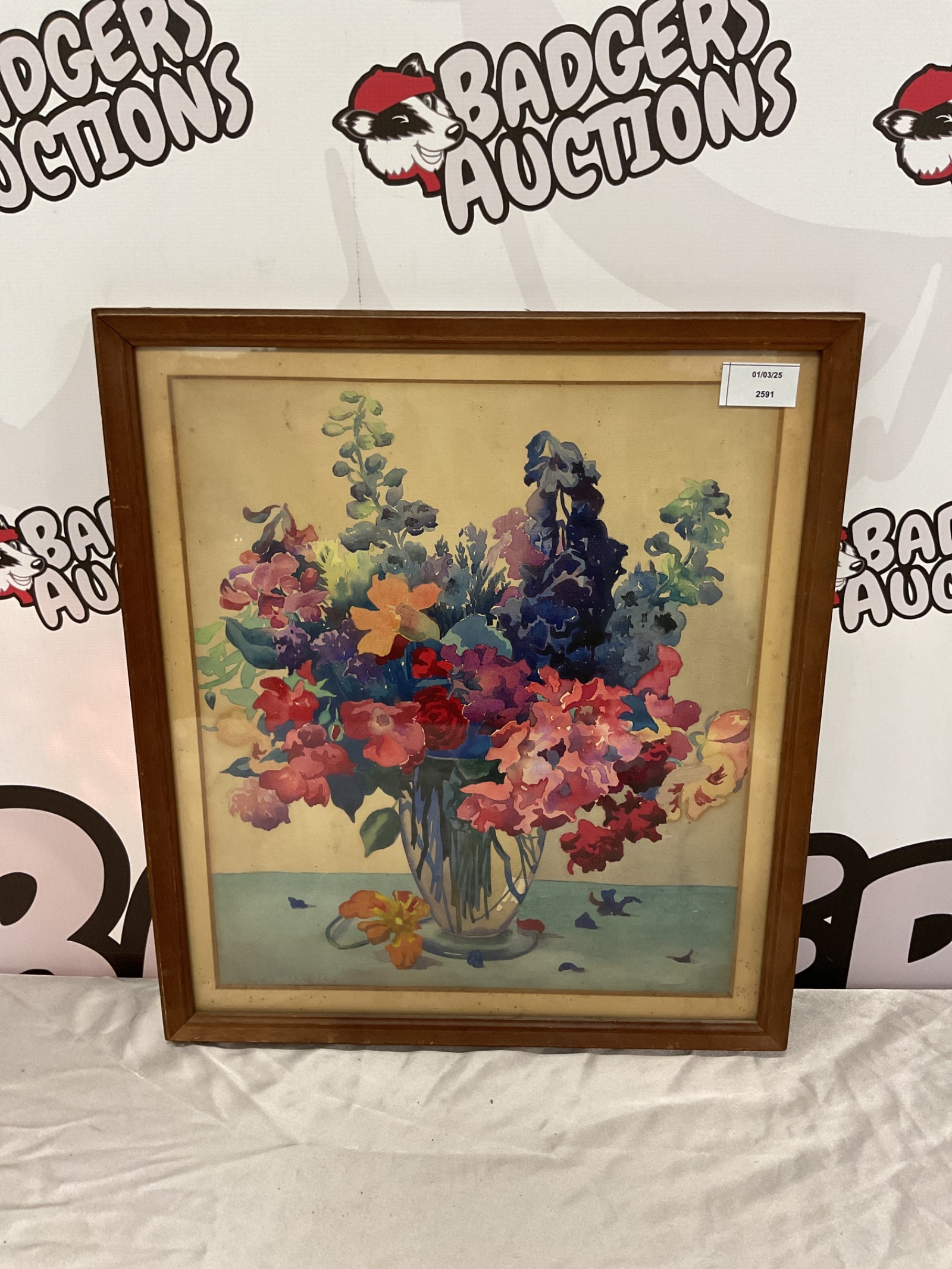 831 Phylis shapto still life watercolour of flowers in vase