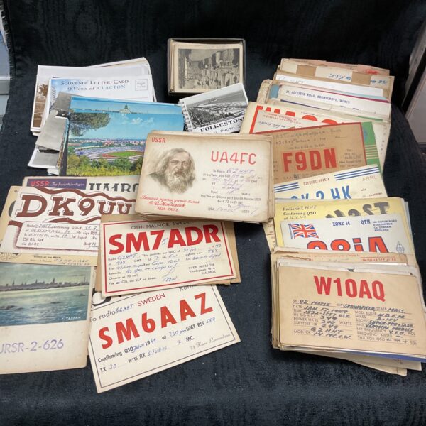 Vintage QSL cards and postcards collection for amateur radio enthusiasts.