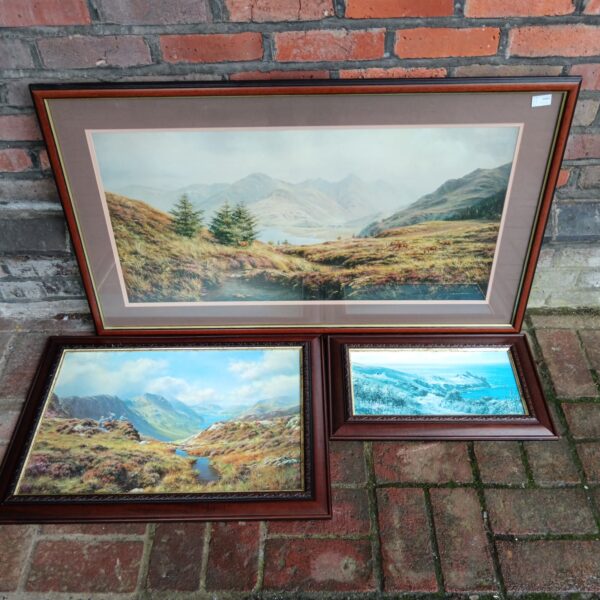 Framed Rex N Preston landscape print with countryside scene.