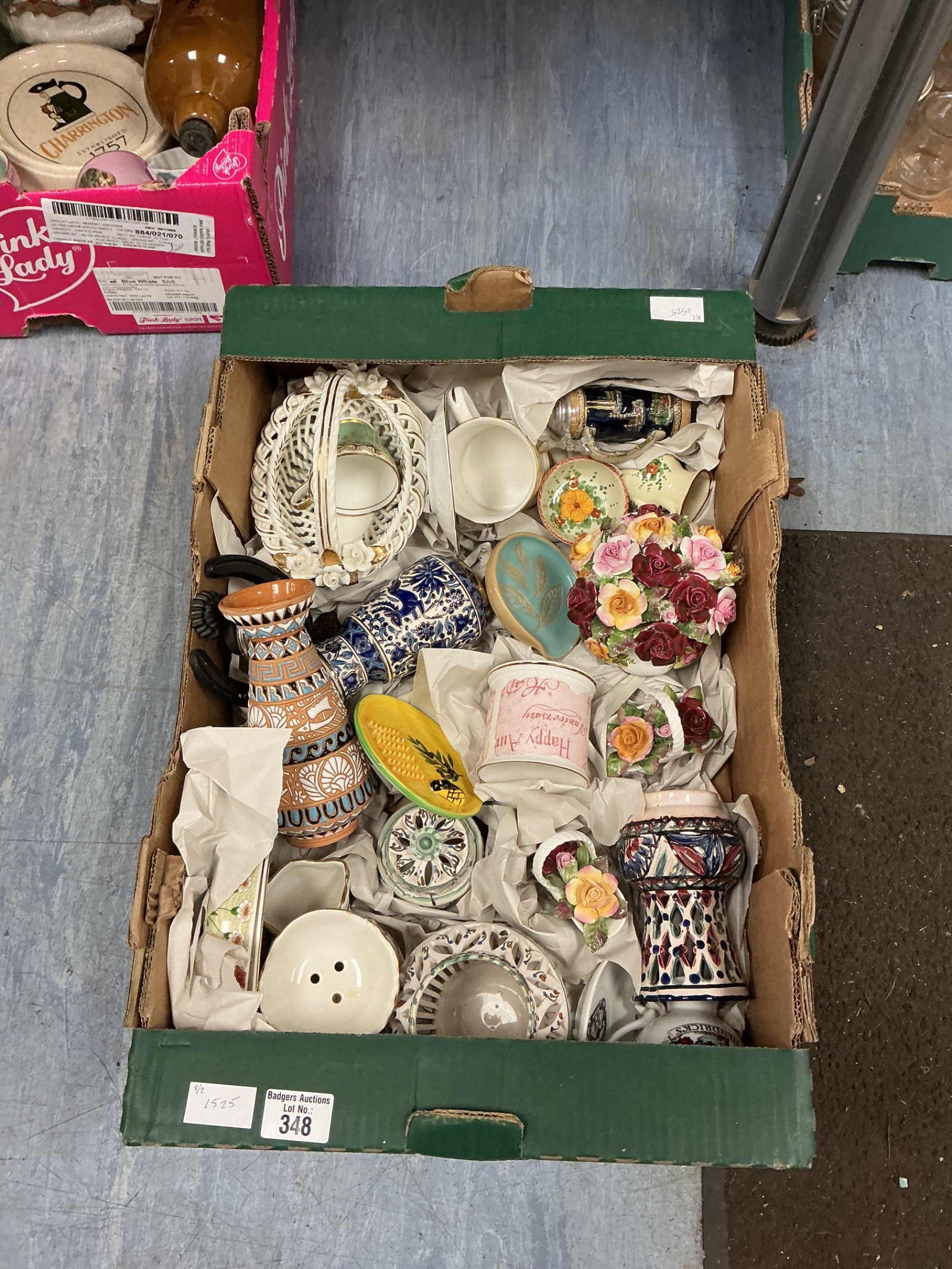 323 Selection of mixed China ornaments inc Royal Albert Flower arrangements
