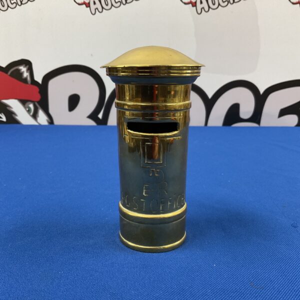 Vintage brass Royal Mail postbox money box for savings.